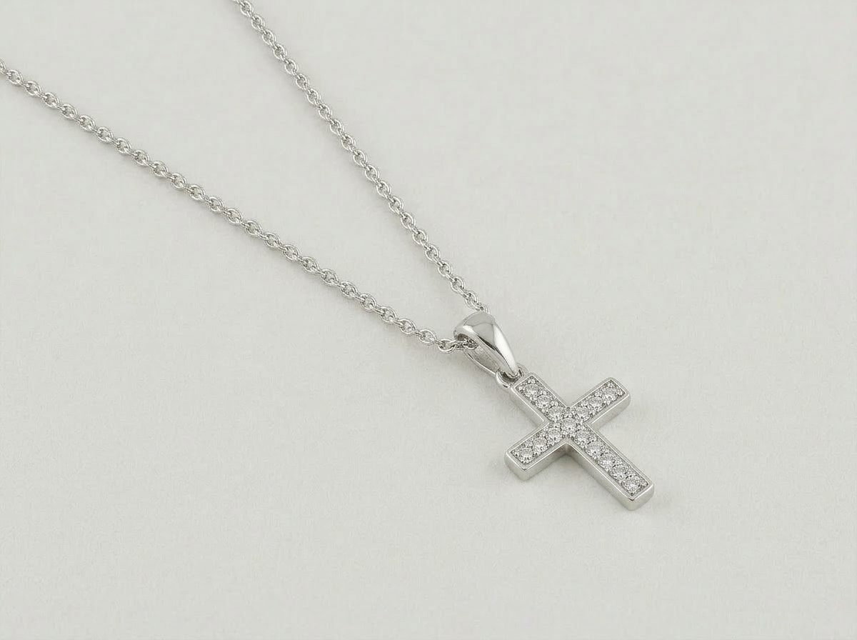MINIMAL ICED CROSS CHAIN | SILVER