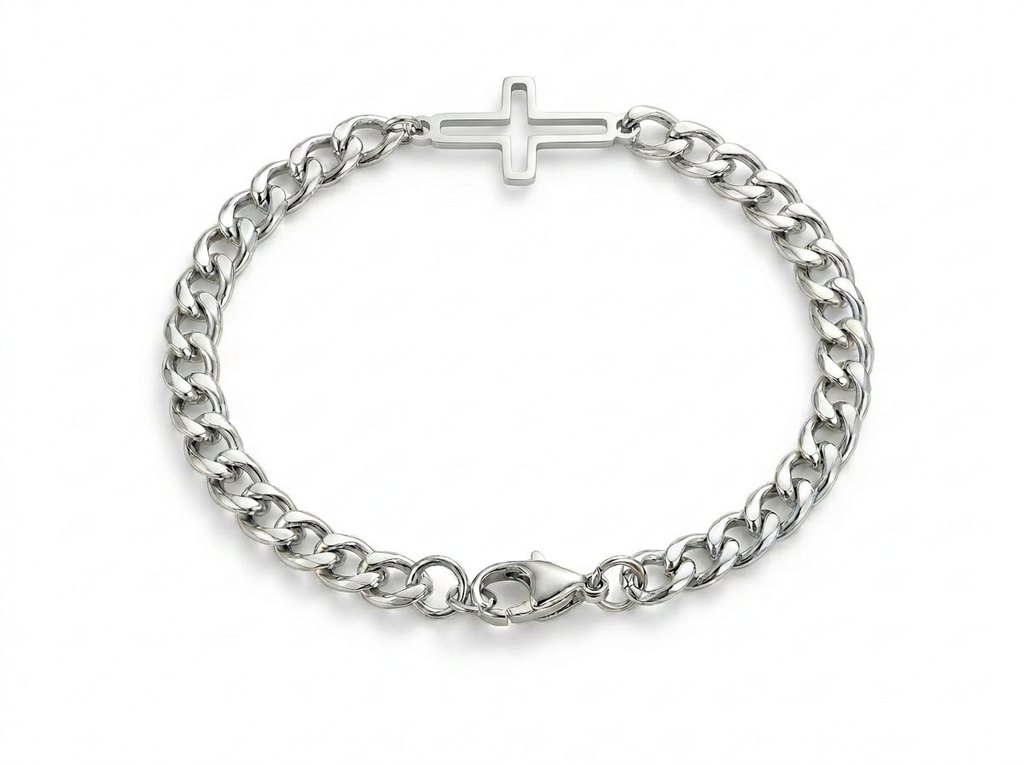 OPEN CROSS BRACELET | SILVER