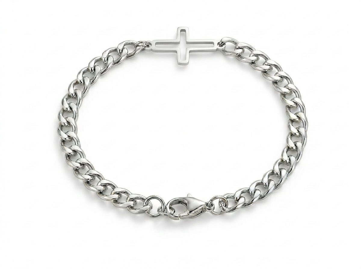 OPEN CROSS BRACELET | SILVER
