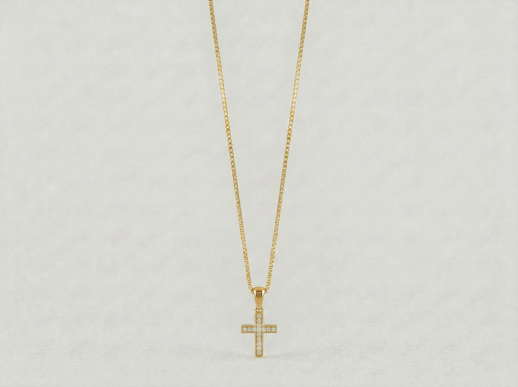 MINIMAL ICED CROSS CHAIN | GOLD