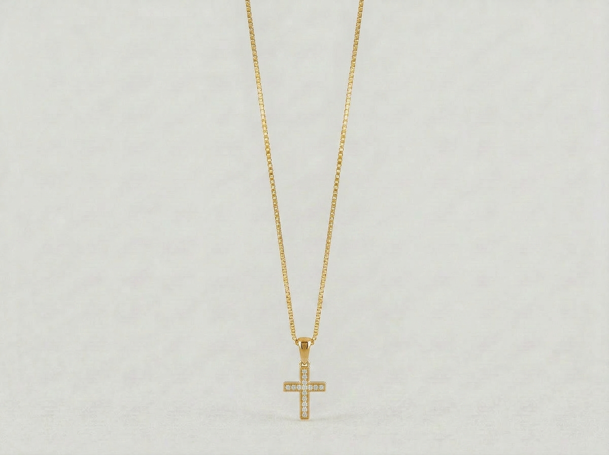 MINIMAL ICED CROSS CHAIN | GOLD