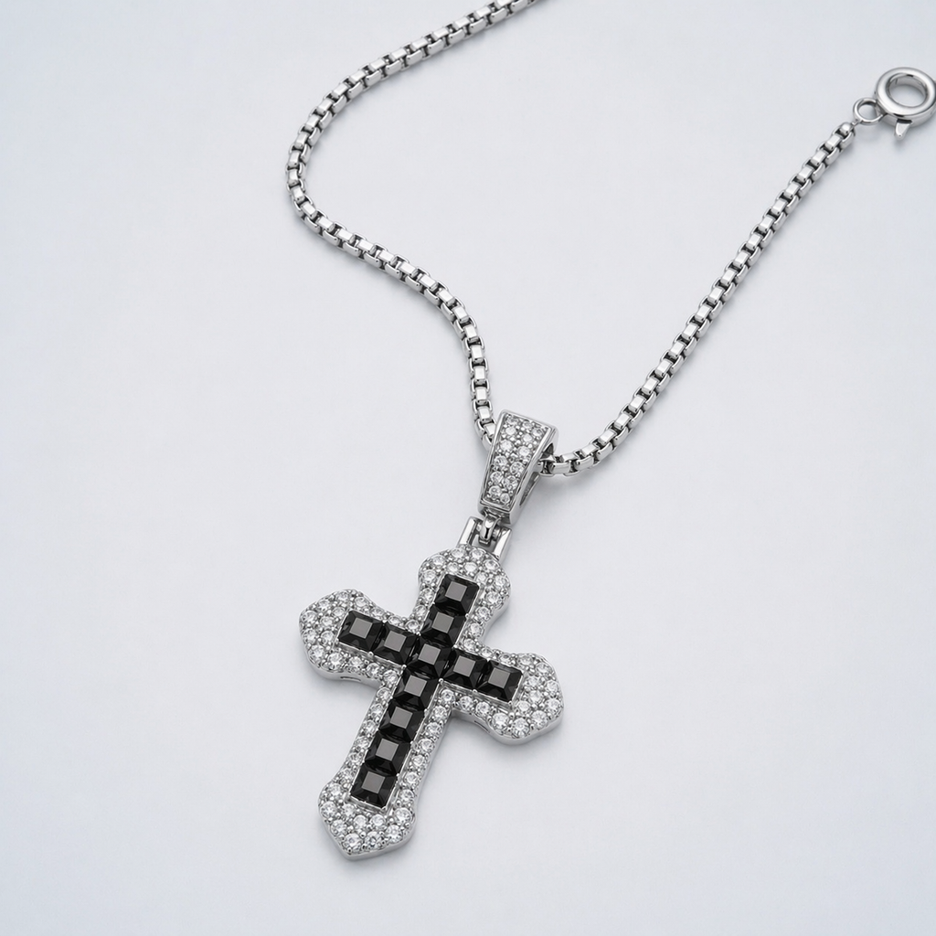 ICED CROSS CHAIN | BLACK