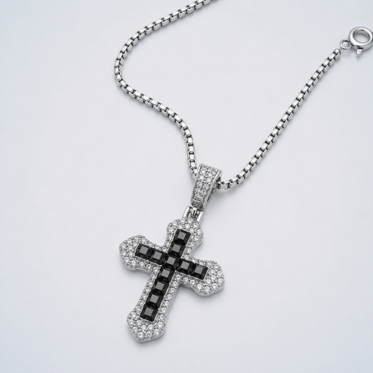 ICED CROSS CHAIN | BLACK