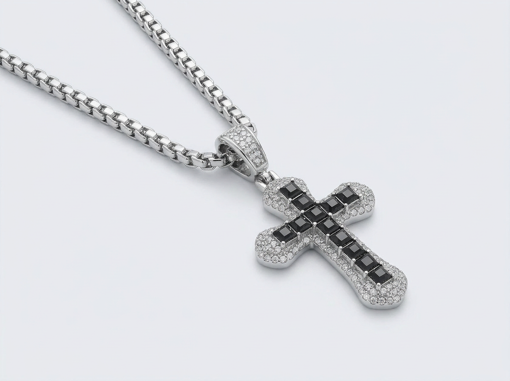 ICED CROSS CHAIN | BLACK