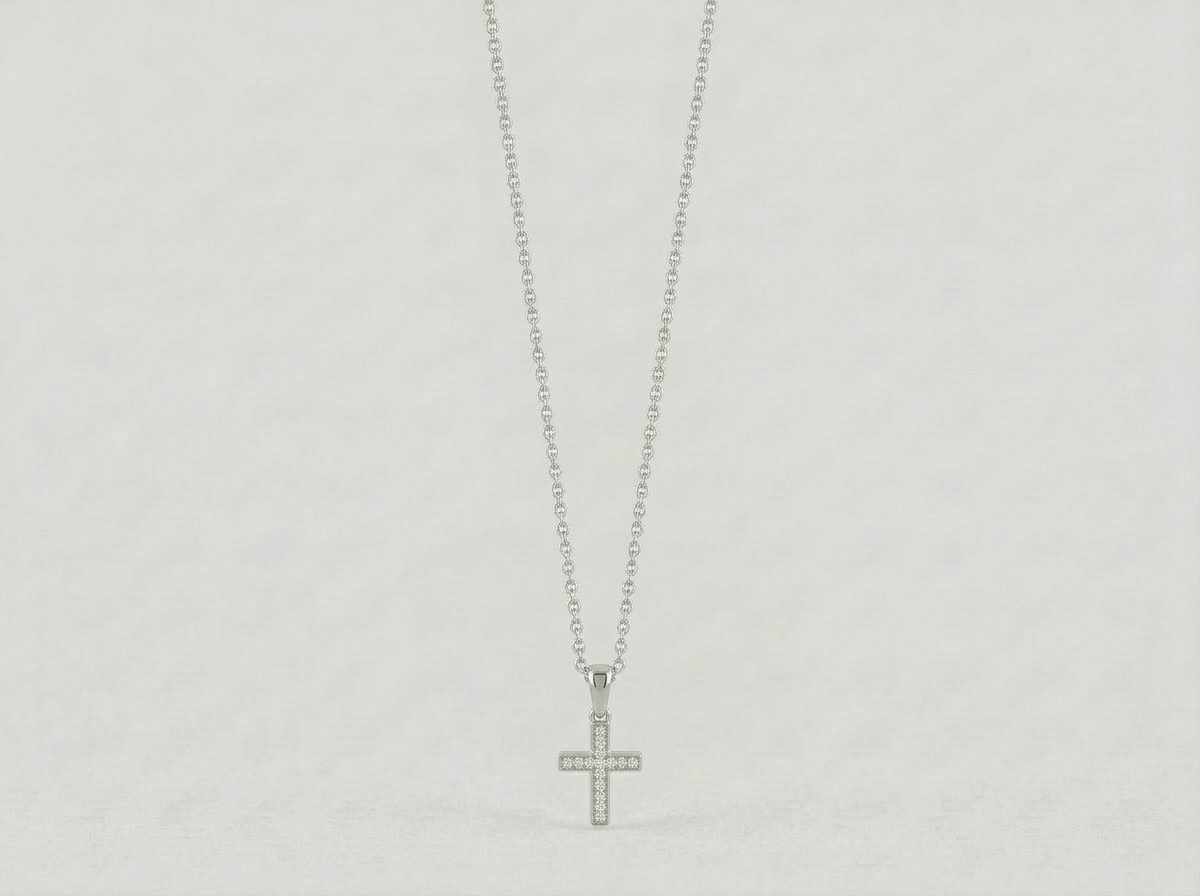 MINIMAL ICED CROSS CHAIN | SILVER