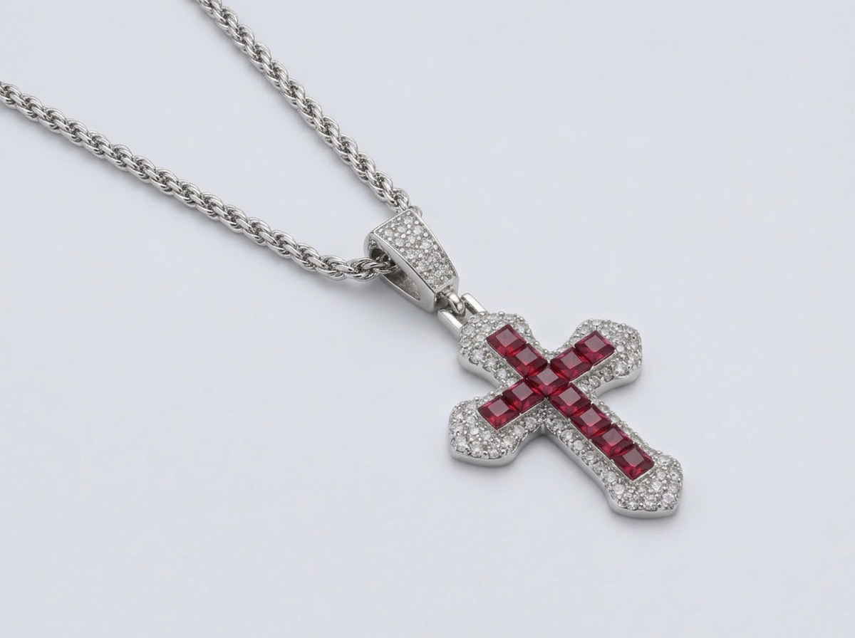ICED CROSS CHAIN | RED