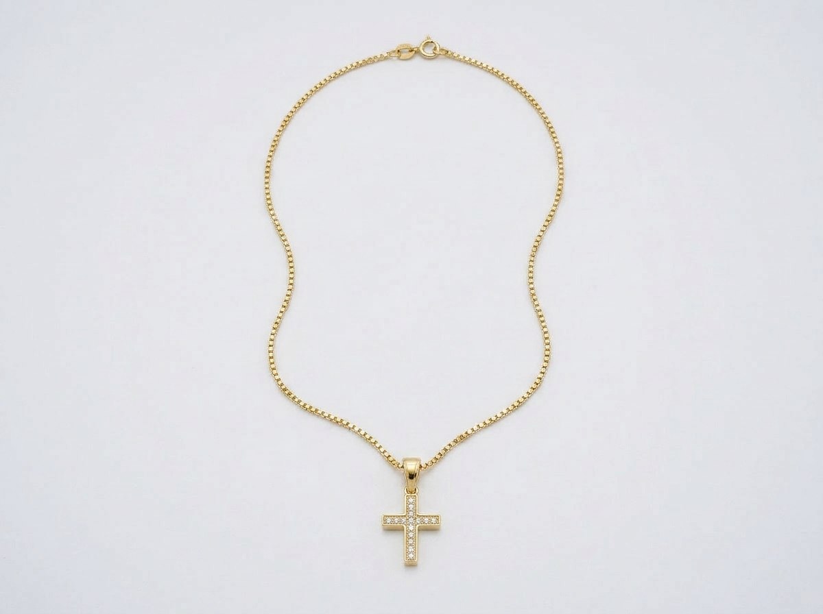 MINIMAL ICED CROSS CHAIN | GOLD