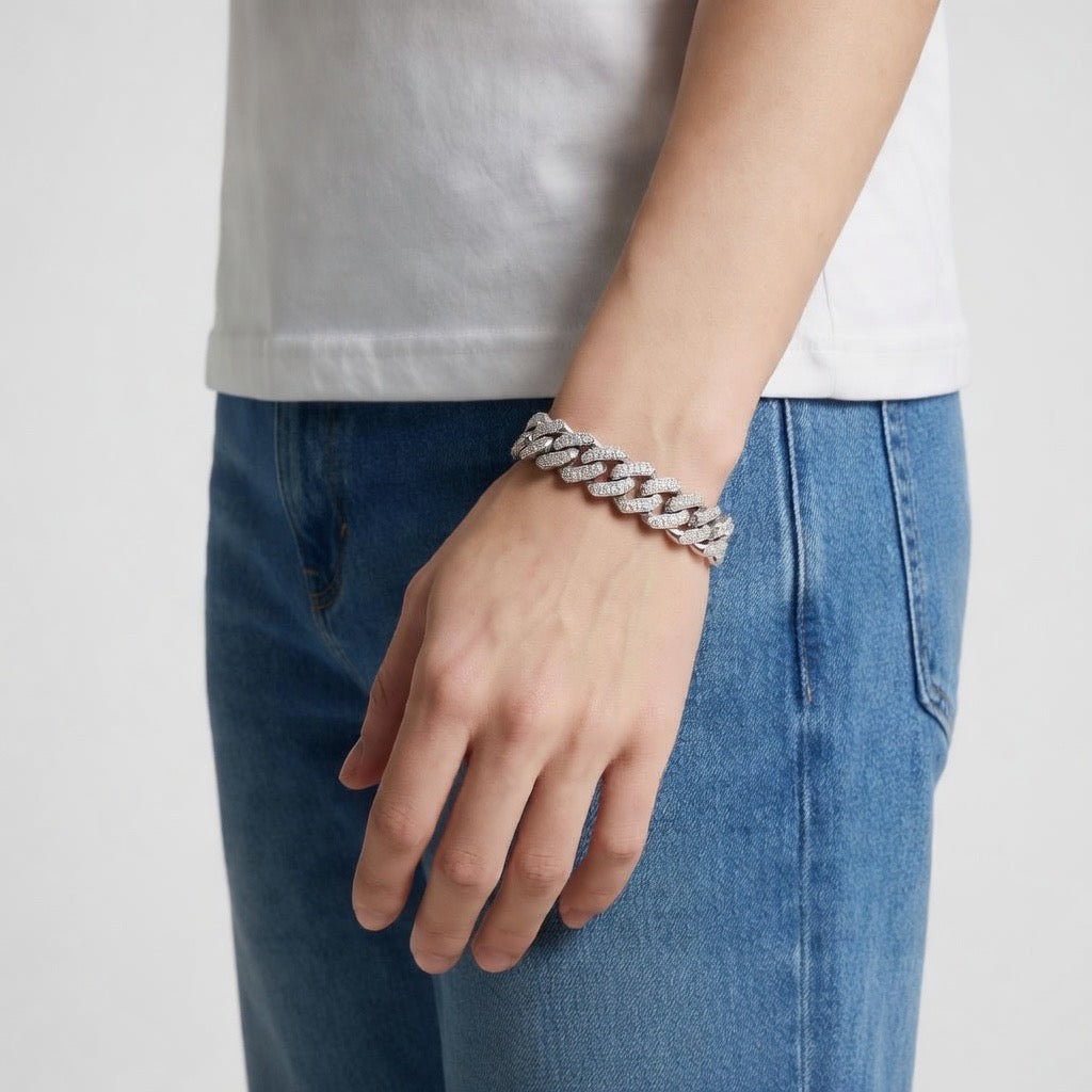 ICED CUBAN BRACELET | SILVER