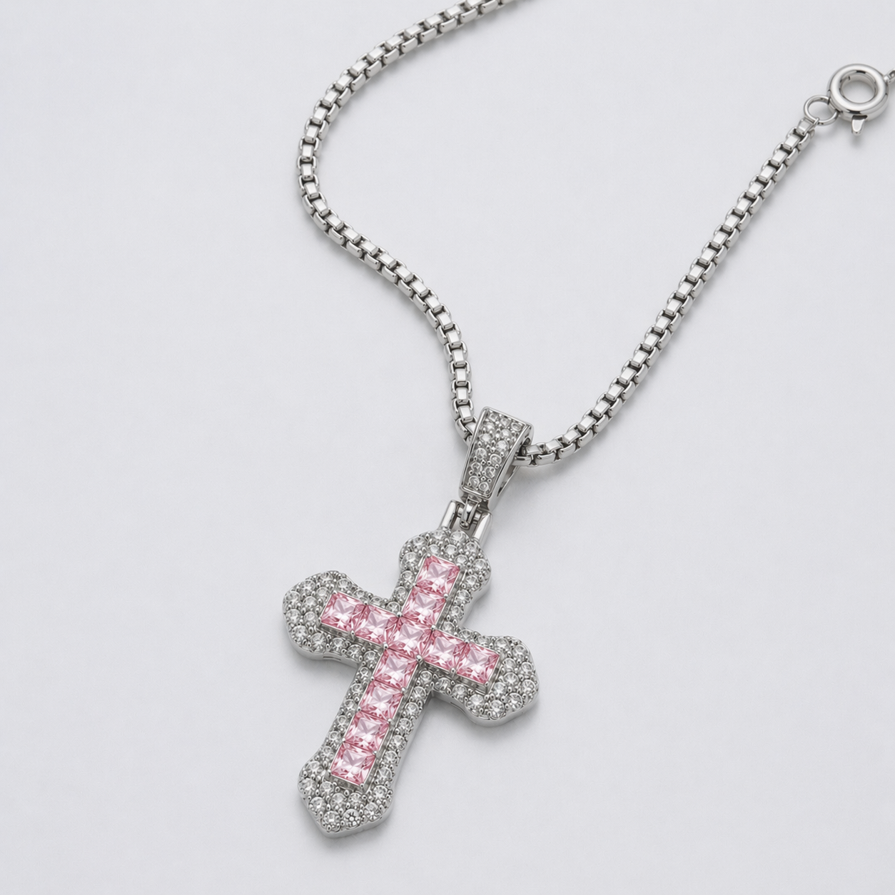 ICED CROSS CHAIN | PINK