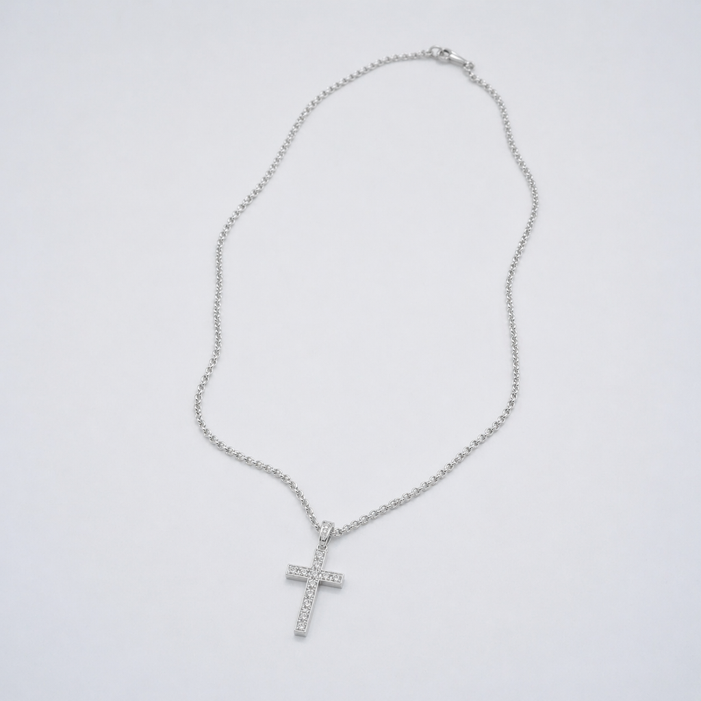 MINIMAL ICED CROSS CHAIN | SILVER