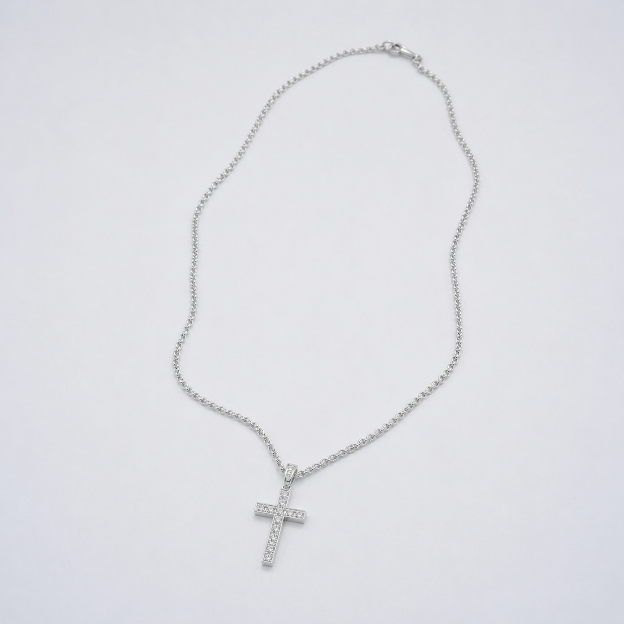 MINIMAL ICED CROSS CHAIN | SILVER