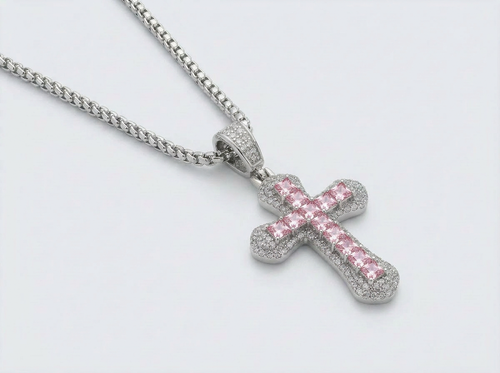 ICED CROSS CHAIN | PINK