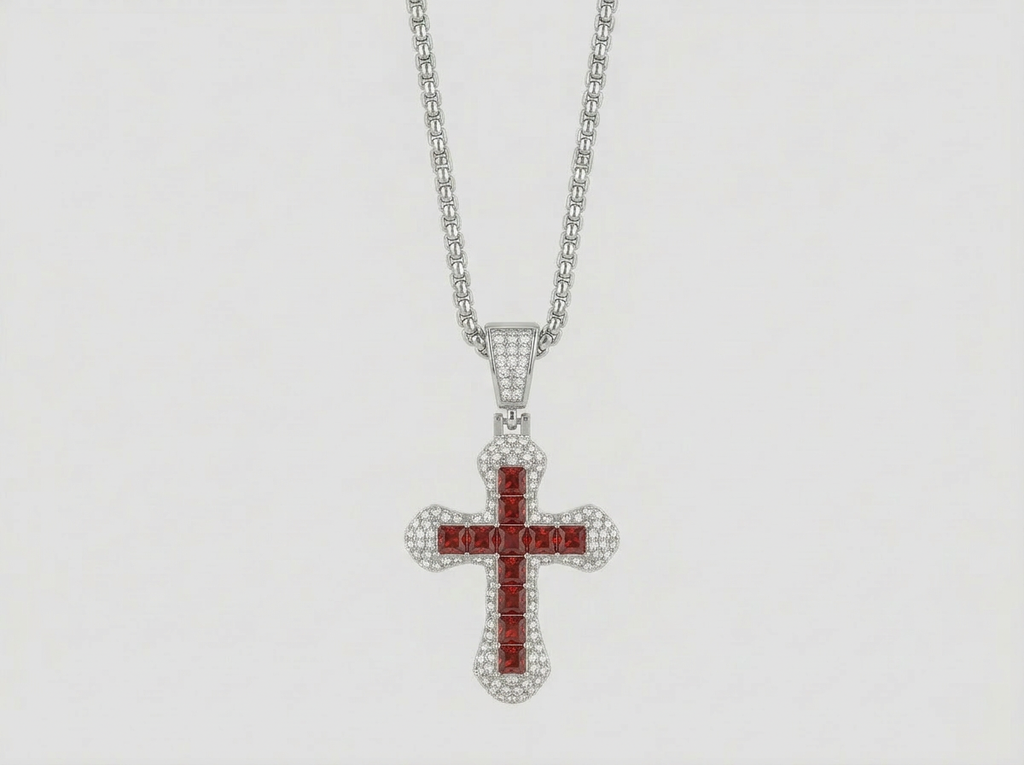 ICED CROSS CHAIN | RED