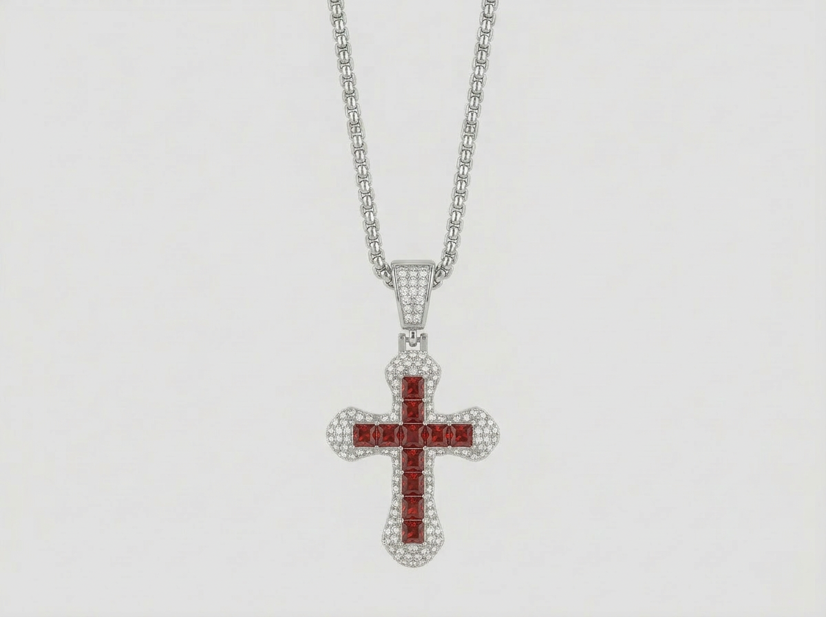 ICED CROSS CHAIN | RED