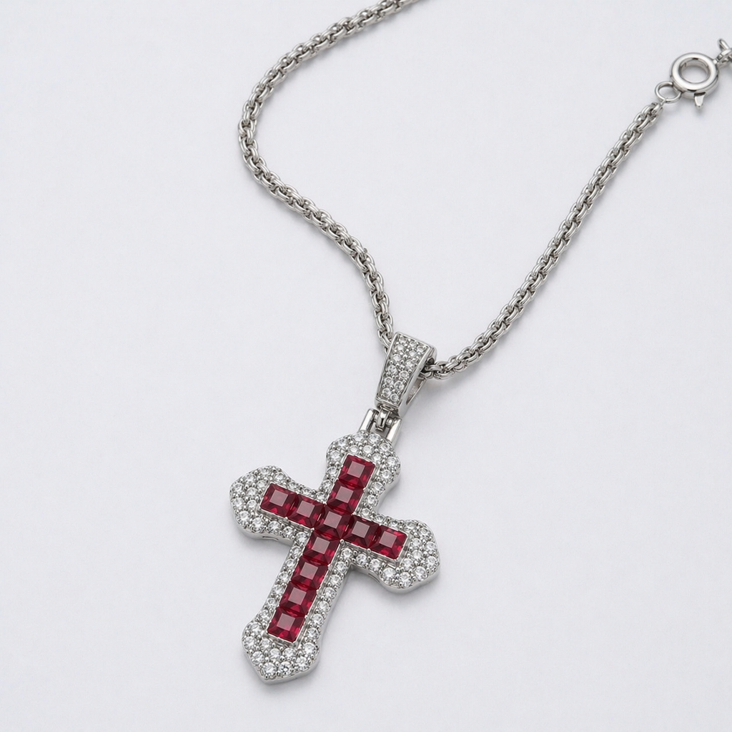 ICED CROSS CHAIN | RED