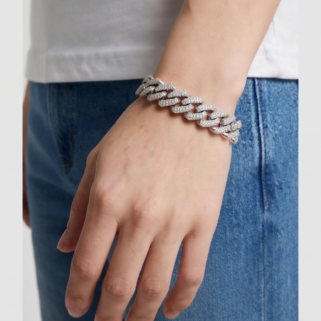 ICED CUBAN BRACELET | SILVER