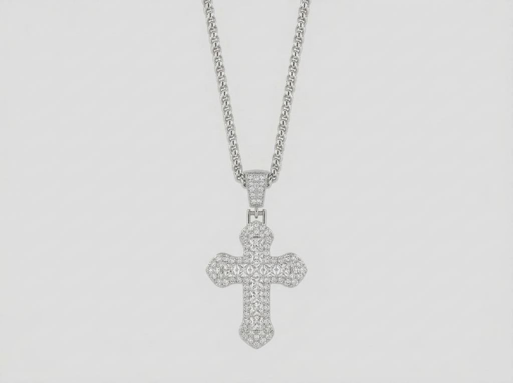 ICED CROSS CHAIN | WHITE